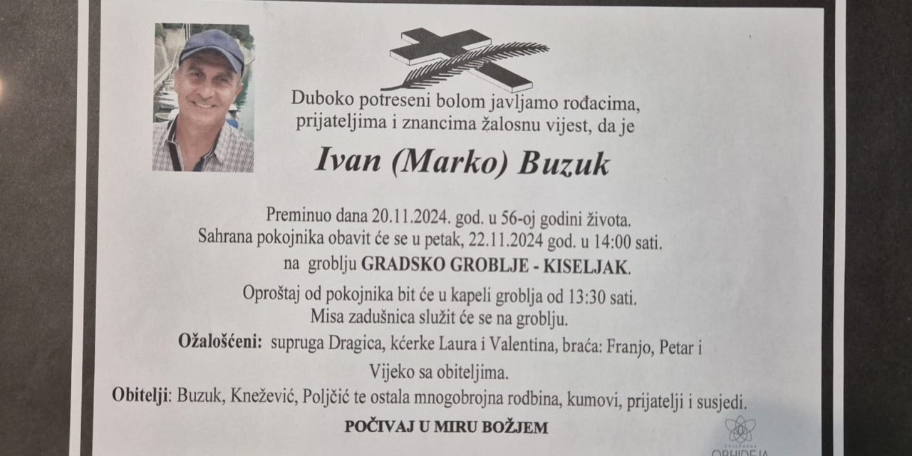 Preminuo je Ivan Buzuk