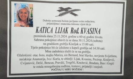 Preminula je Katica Lijak, rođ. Kvasina