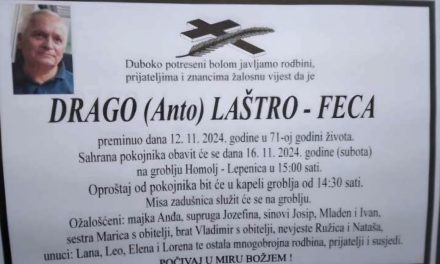 Preminuo je Drago Laštro-Feca
