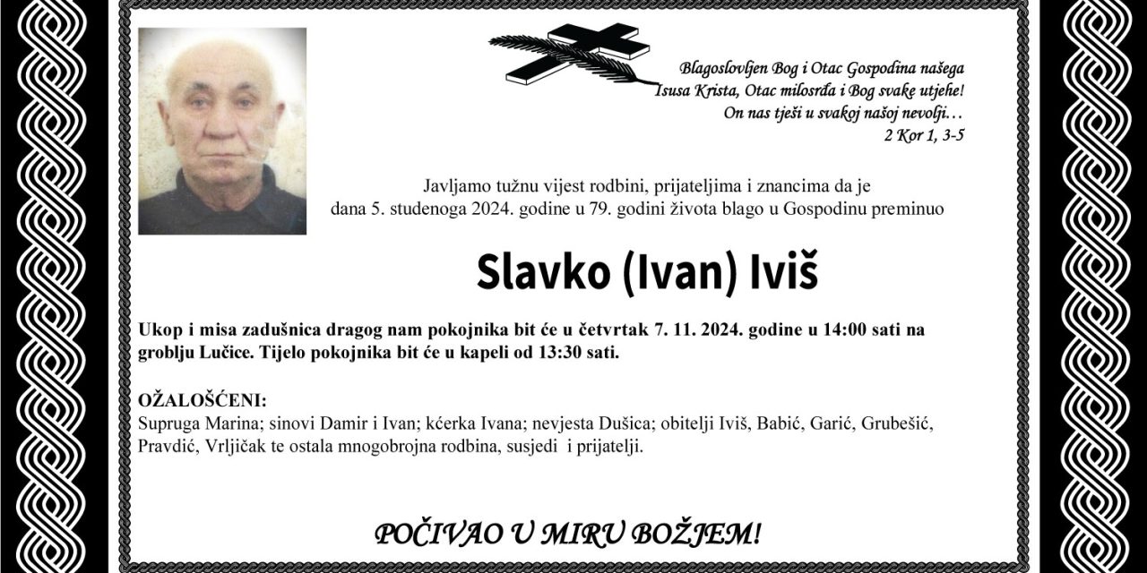 Preminuo je Slavko Iviš