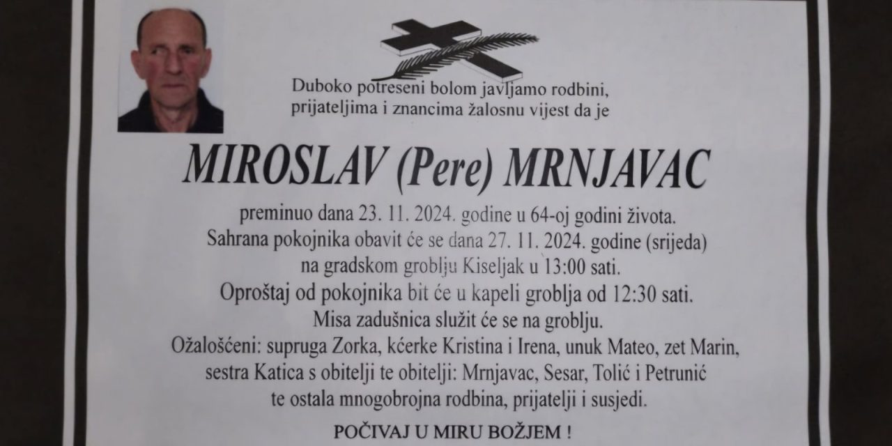 Preminuo je Miroslav Mrnjavac