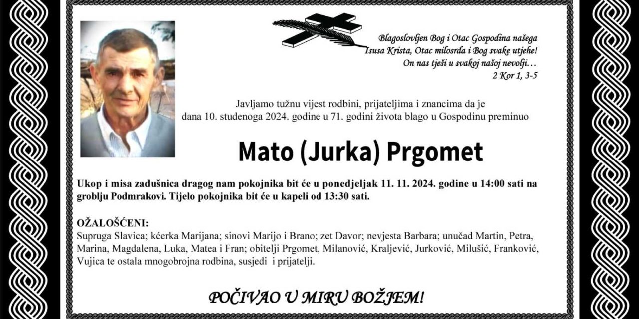 Preminuo je Mato Prgomet