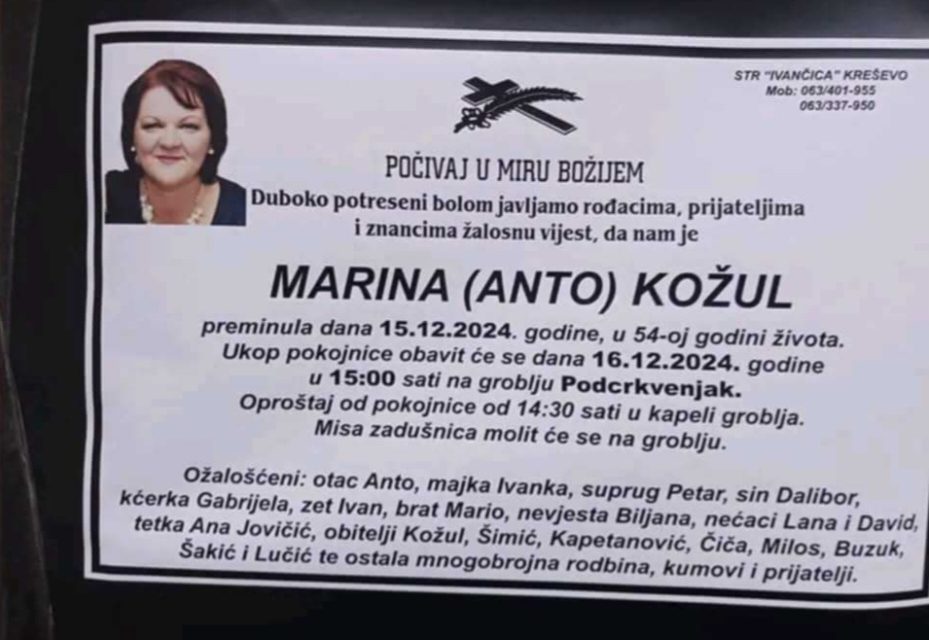 Preminula je Marina Kožul