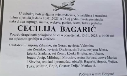 Preminula je Cecilija Bagarić