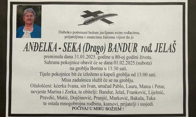 Premunula je Anđelka – Seka Bandur, rođ. Jelaš