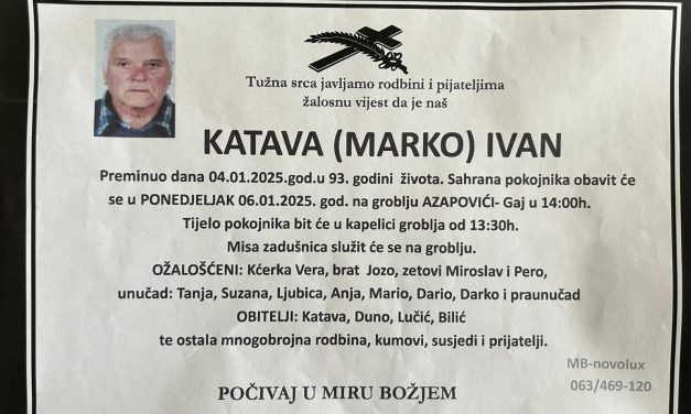 Preminuo je Ivan Katava