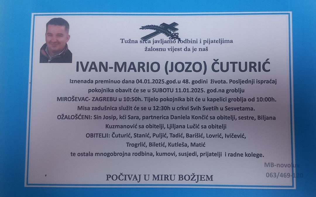 Preminuo je Ivan-Mario Čuturić