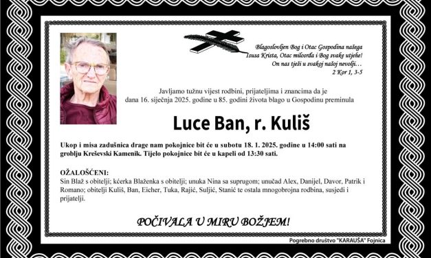 Preminula je Luce Ban  rođ. Kuliš