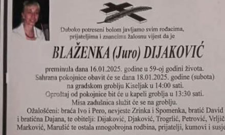 Preminula je Blaženka Dijaković