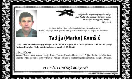 Preminuo je Tadija Komšić
