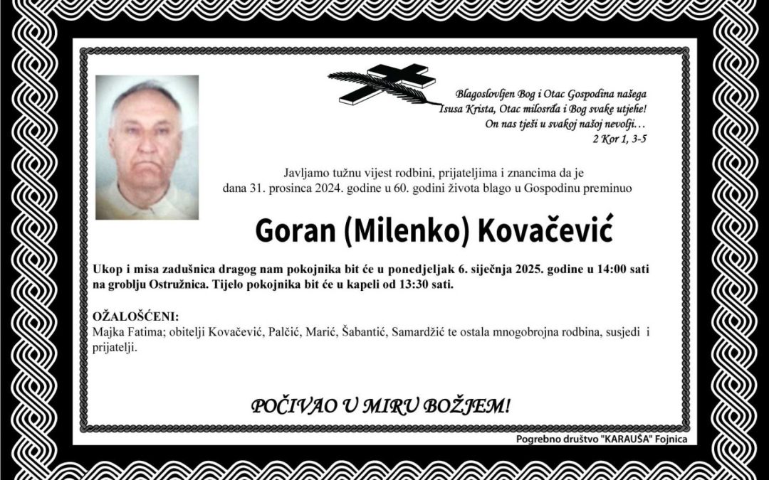 Preminuo je Goran Kovačević