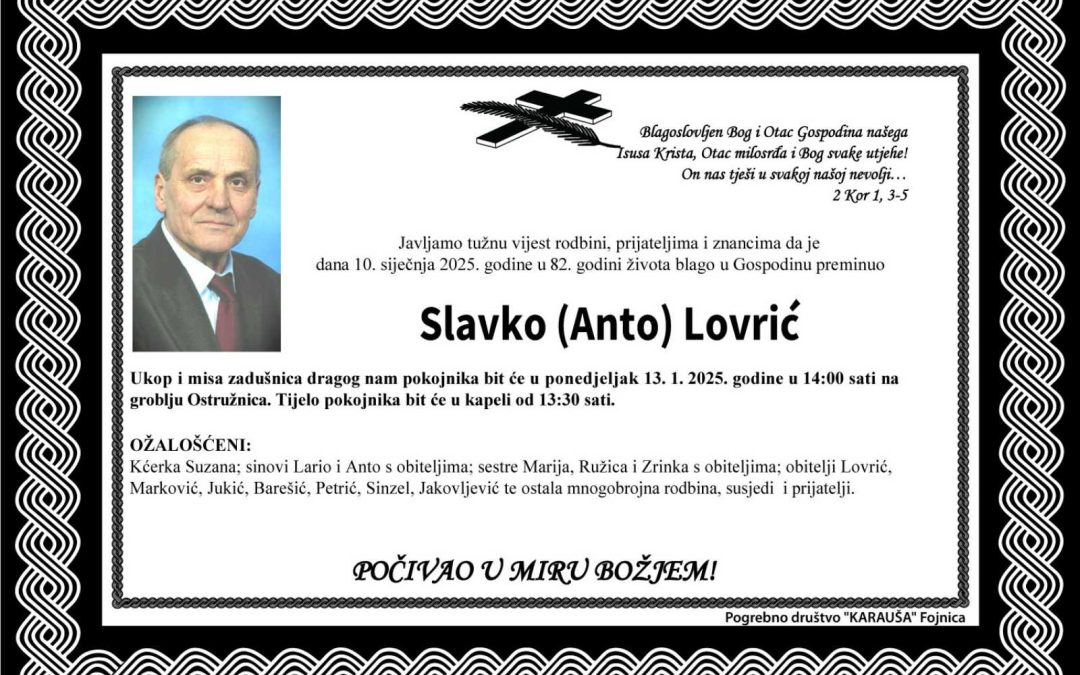 Preminuo je Slavko Lovrić