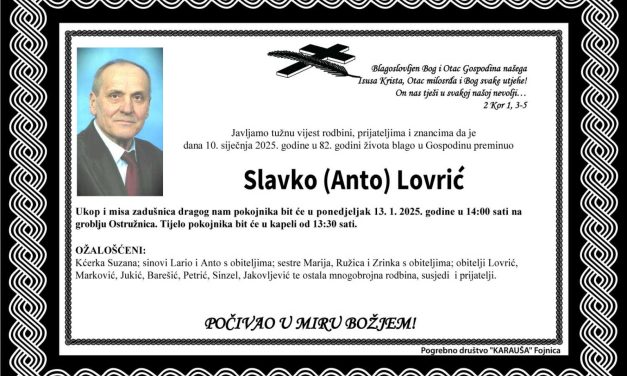 Preminuo je Slavko Lovrić