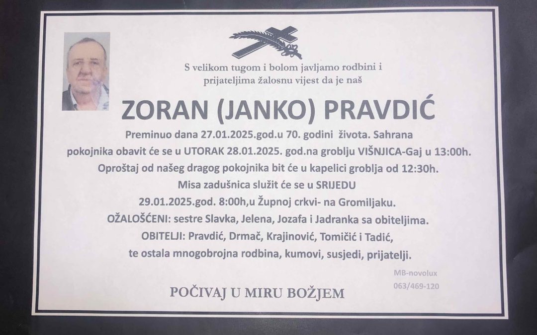 Preminuo je Zoran Pravdić