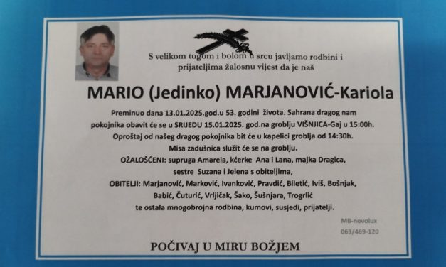 Preminuo je Mario Marjanović – Kariola