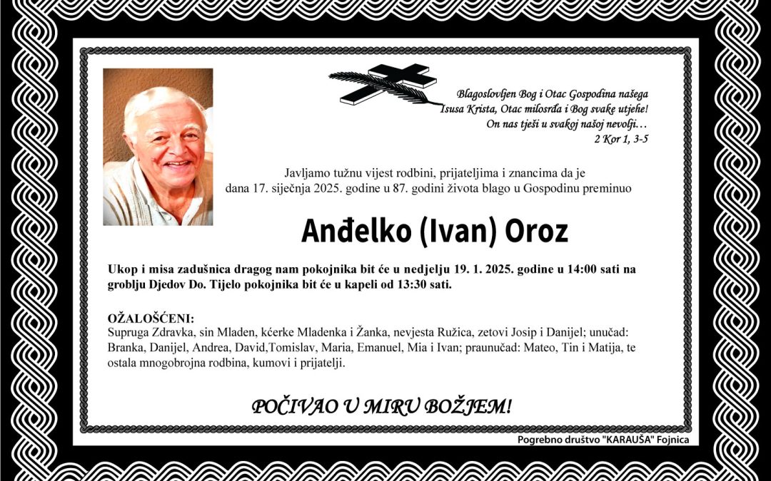 Preminuo je Anđelko Oroz