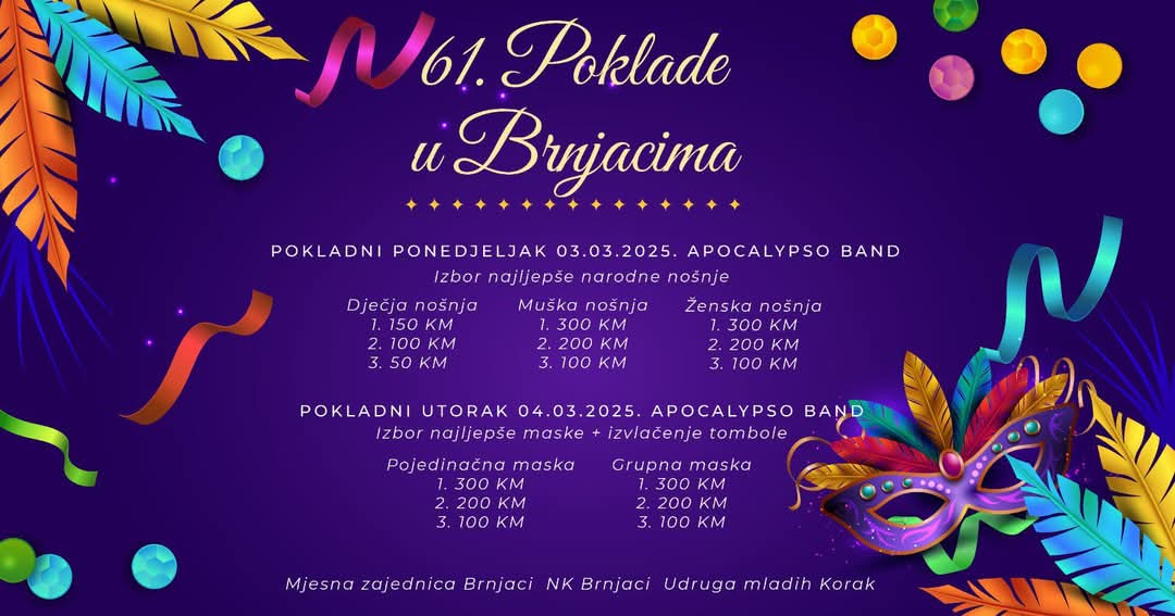 Pokladne večeri u Brnjacima – 61 godina tradicije! 