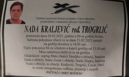 Preminula je Nada Kraljević, rođ. Trogrlić