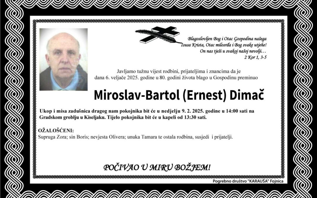 Preminuo je Miroslav Bartol – Dimač