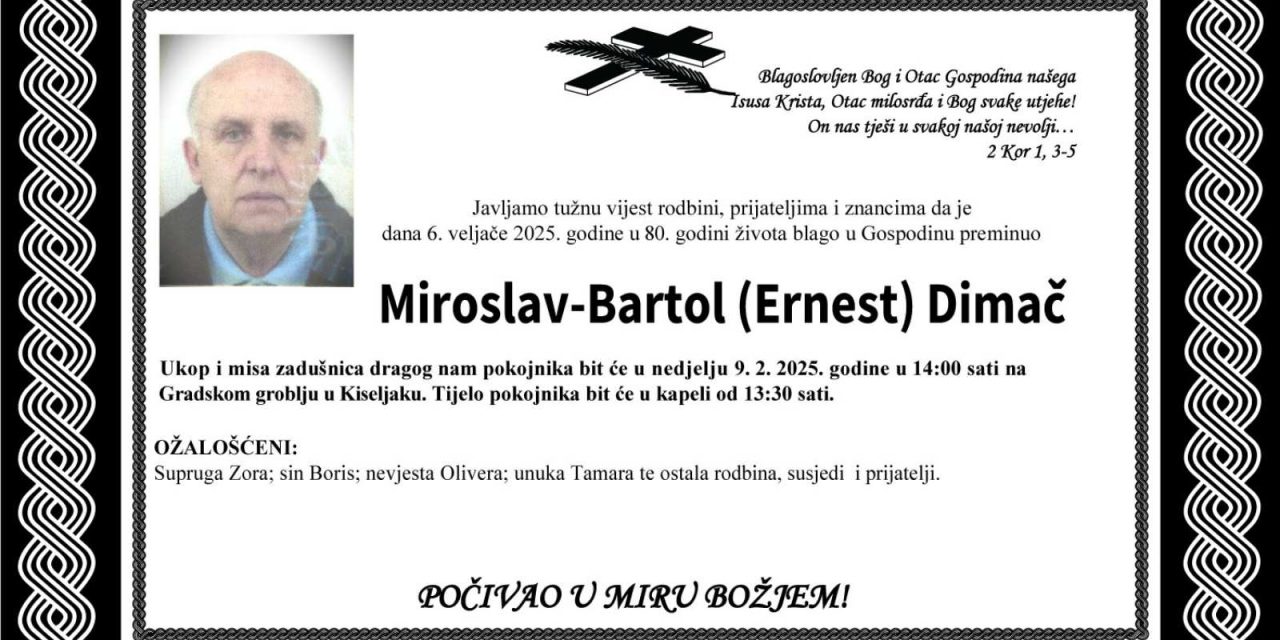 Preminuo je Miroslav Bartol – Dimač