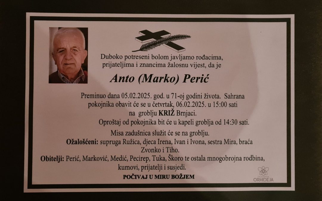 Preminuo je Anto Perić