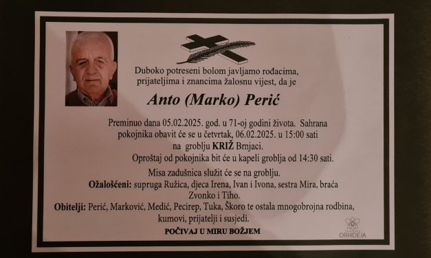 Preminuo je Anto Perić