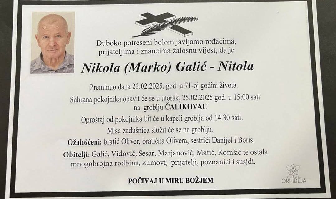 Preminuo je Nikola Galić – Nitola