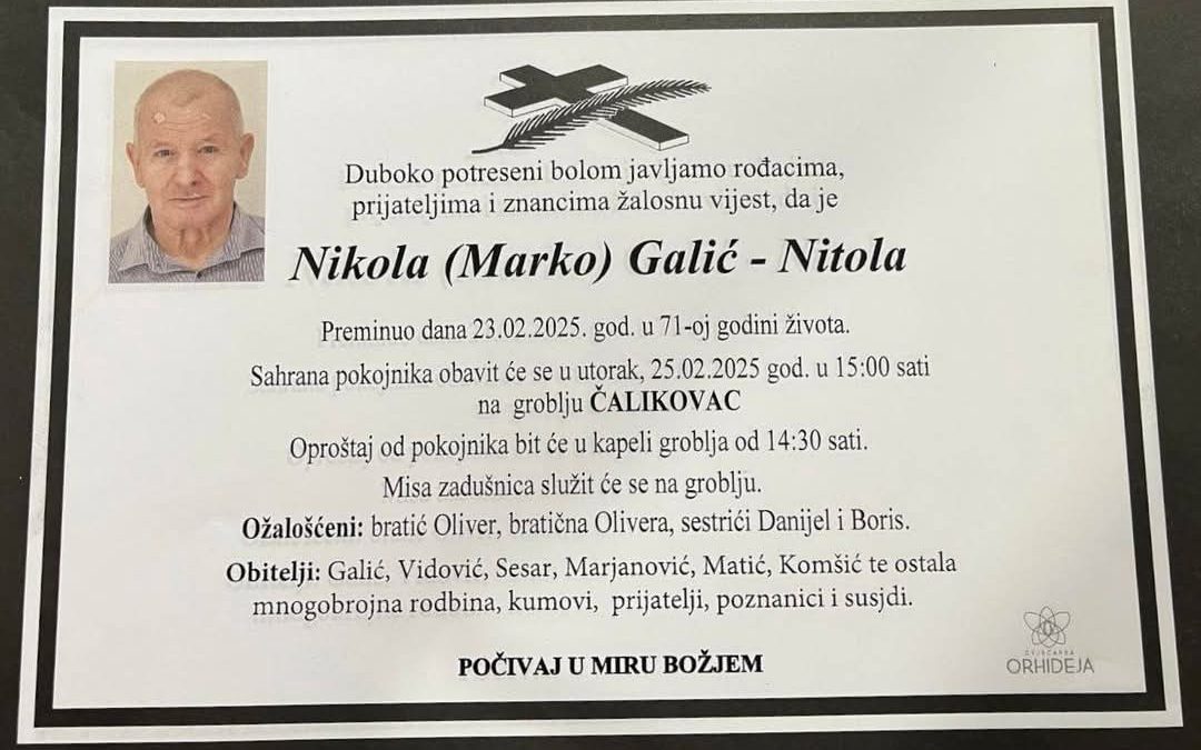 Preminuo je Nikola Galić – Nitola