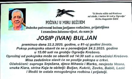 Preminuo je Josip Buljan