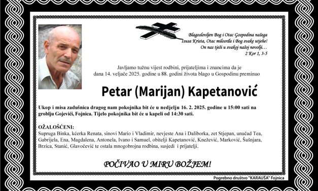 Preminuo je Petar Kapetanović