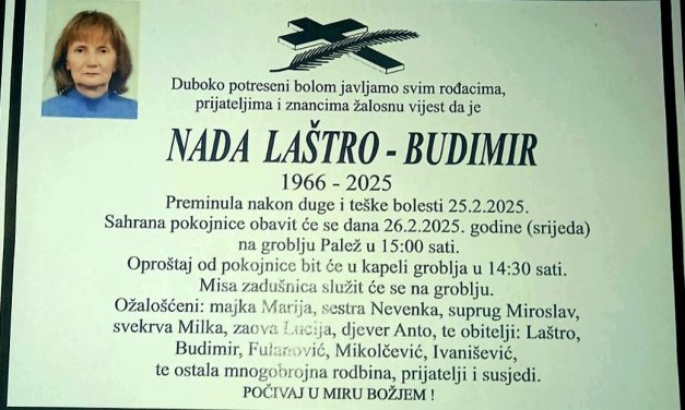Preminula je Nada Laštro – Budimir