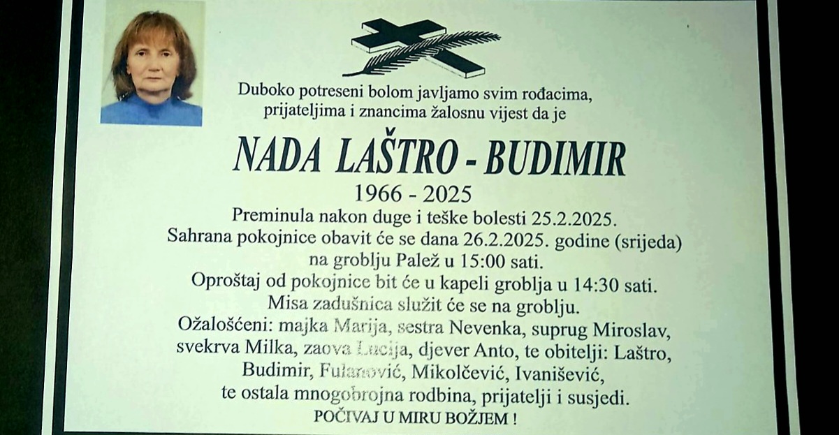 Preminula je Nada Laštro – Budimir
