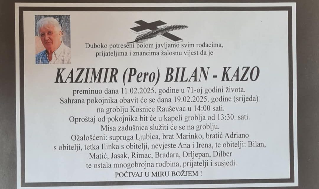 Preminuo je Kazimir Bilan – Kazo