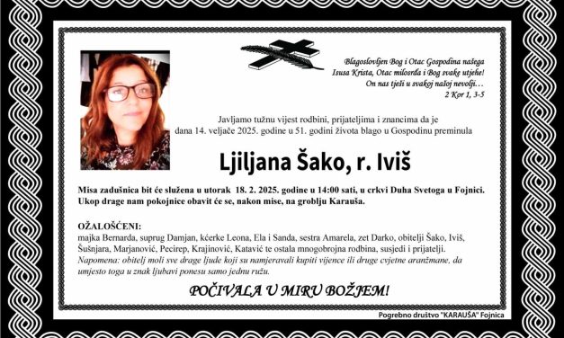 Preminula je Ljiljana Šako, rođ. Iviš