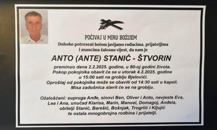 Preminuo je Anto Stanić