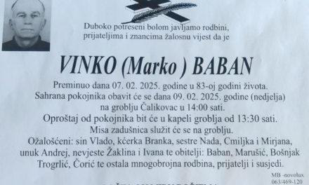 Preminuo je Vinko Baban