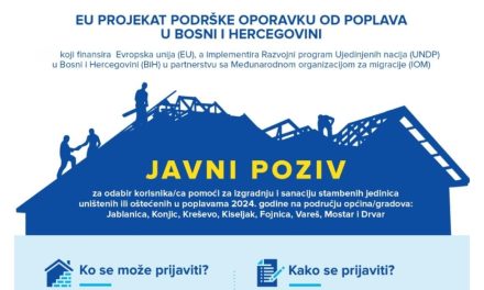 Objavljen Javni poziv za obnovu stambenih objekata u okviru 20 milijuna eura vrijednog „EU projekta podrške oporavku od poplava u BiH“