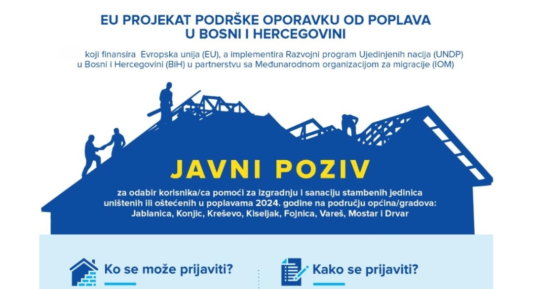 Objavljen Javni poziv za obnovu stambenih objekata u okviru 20 milijuna eura vrijednog „EU projekta podrške oporavku od poplava u BiH“
