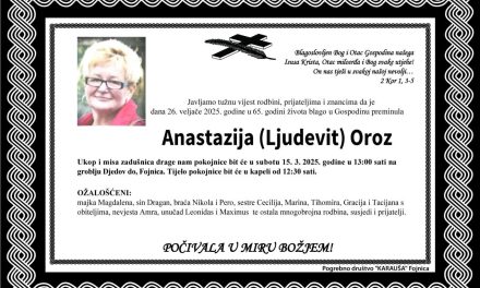 Preminula je Anastazija Oroz