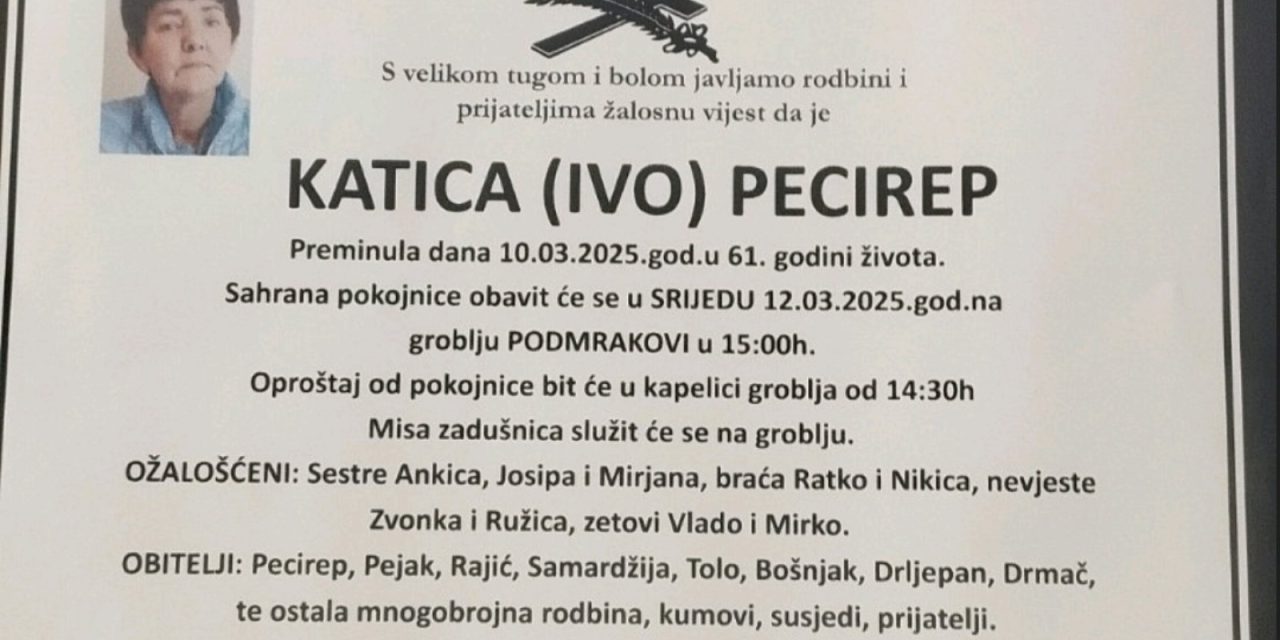 Preminula je Katica Pecirep