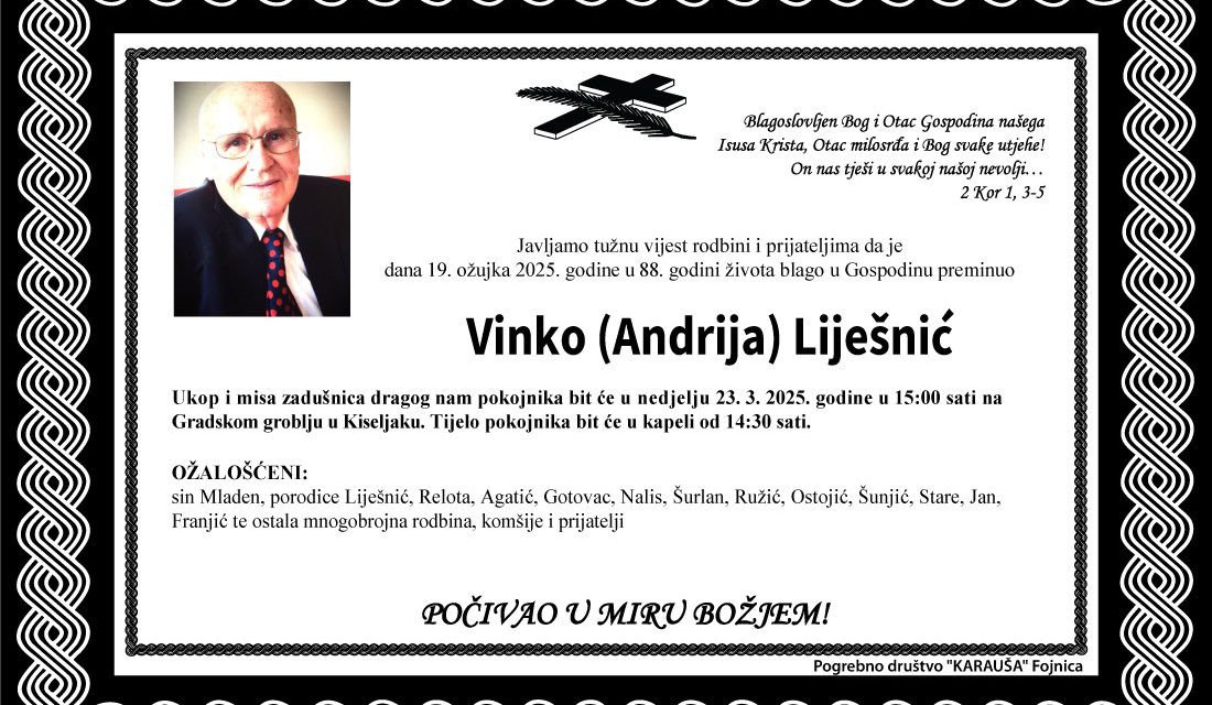 Preminuo je Vinko Liješnić