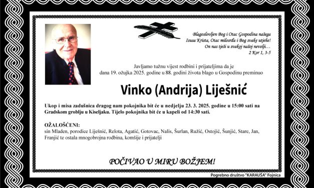 Preminuo je Vinko Liješnić