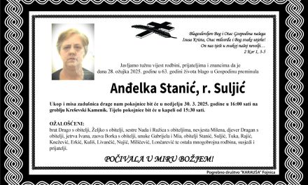 Preminula je Anđelka Stanić, rođ. Suljić