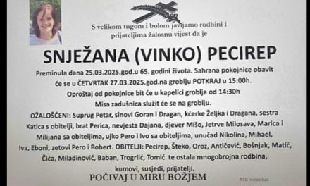 Preminula je Snježana Pecirep