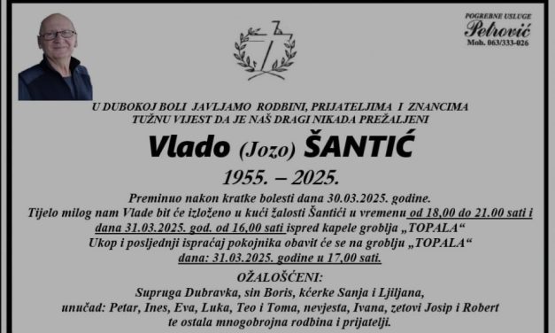 Preminuo je Vlado Šantić