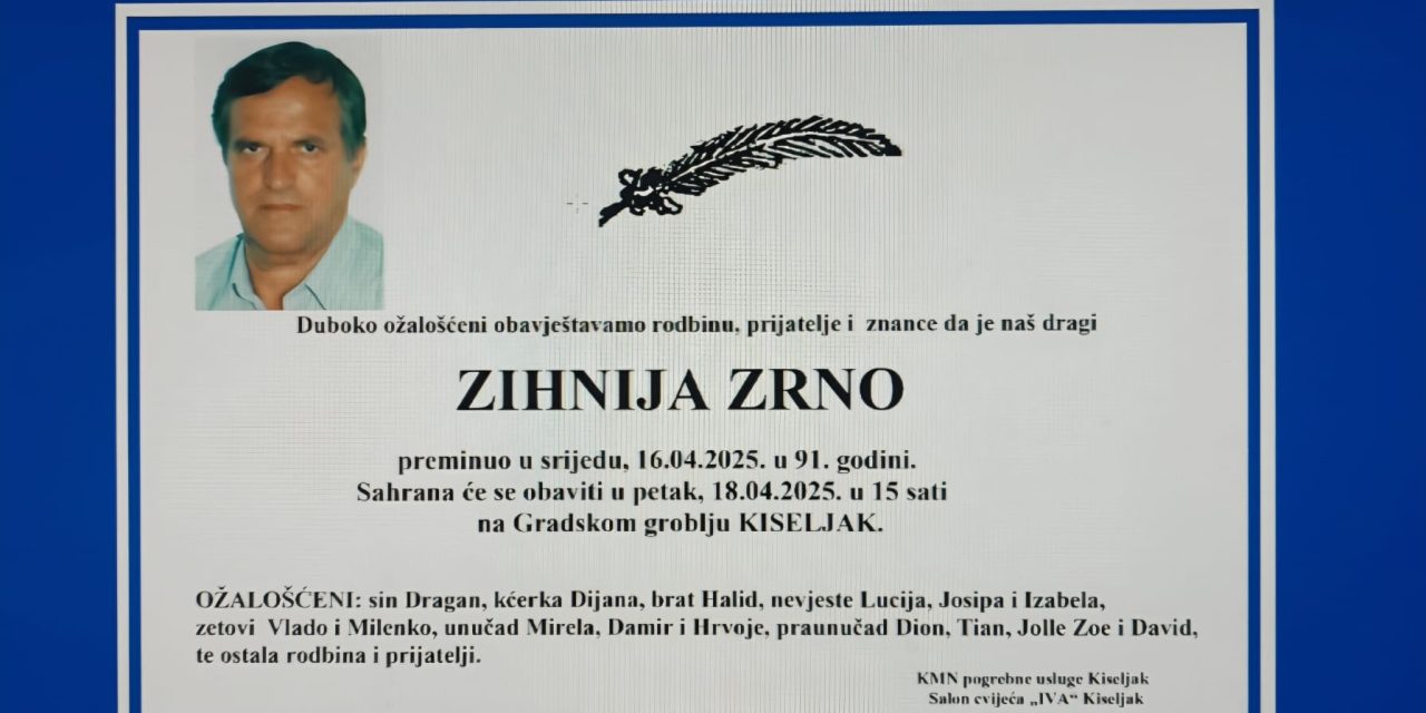 Preminuo je Zihnija Zrno