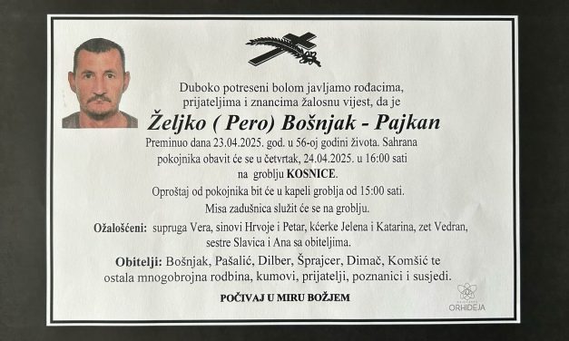 Preminuo je Željko Bošnjak – Pajkan