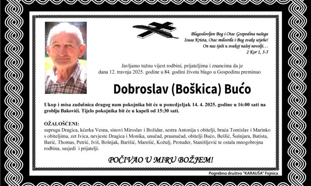 Preminuo je Dobroslav (Boškica) Bućo