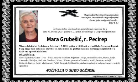 Preminula je Mara Grubešić, rođ. Pecirep