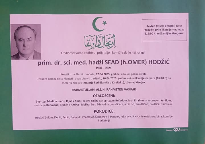 Preminuo je prim.dr.sci.med. hadži Sead Hodžić